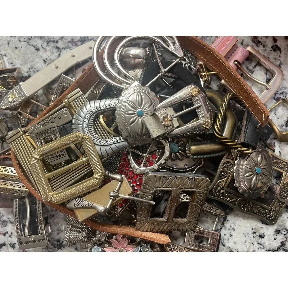 Large Lot Belt Buckles and Parts, Over 3.5lb Perfect for Crafting Repair & More